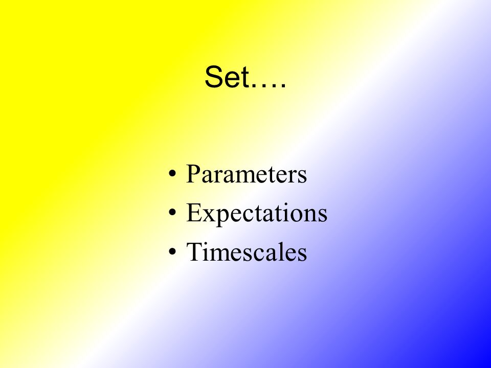Set…. Parameters Expectations Timescales