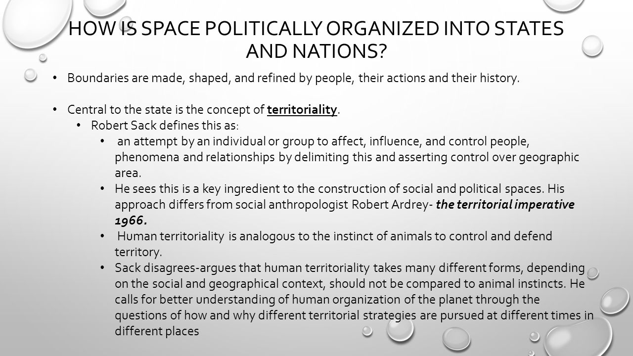 how is space politically organized into states and nations