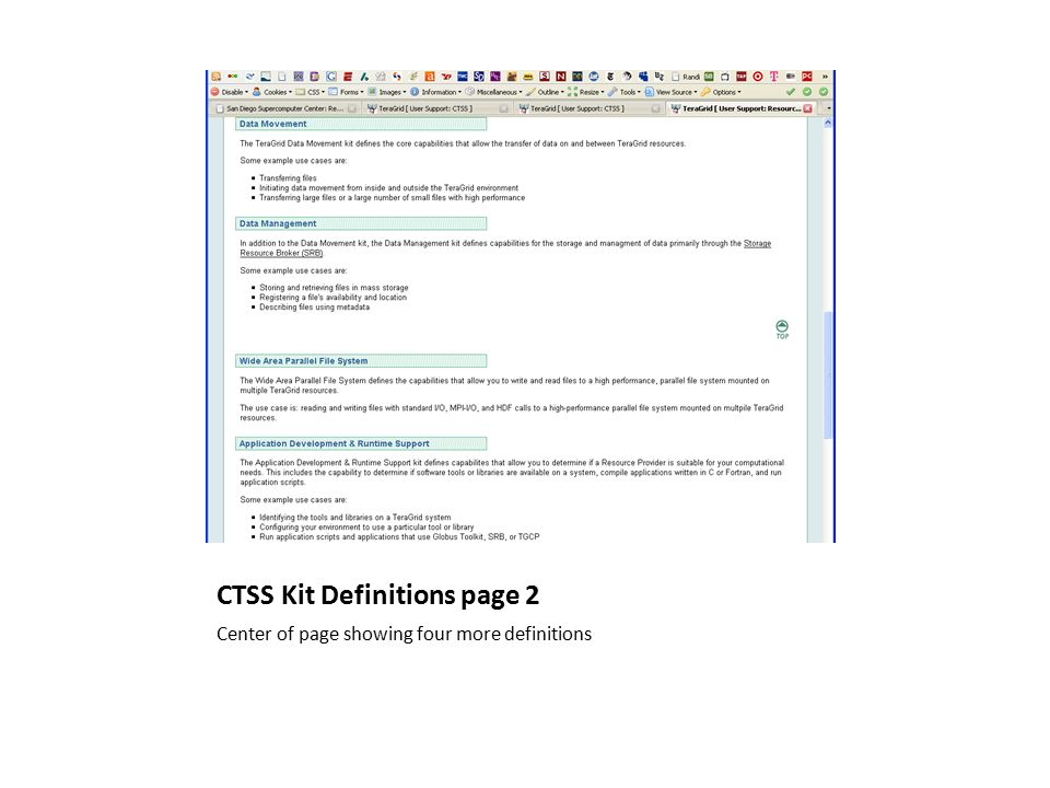 CTSS Kit Definitions page 2 Center of page showing four more definitions