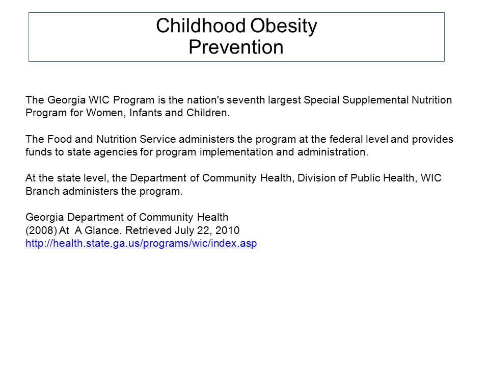 The Georgia WIC Program is the nation s seventh largest Special Supplemental Nutrition Program for Women, Infants and Children.