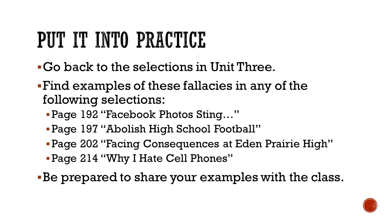 Fallacies 101 Activity 313 Test Lesson 48 Objectives Identify Fallacious Logic Appeals And