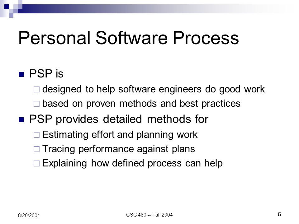 CSC 480 Software Engineering PSP Project 1 August 20, ppt download