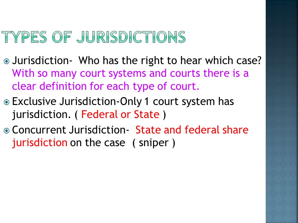 what types of jurisdictions are there