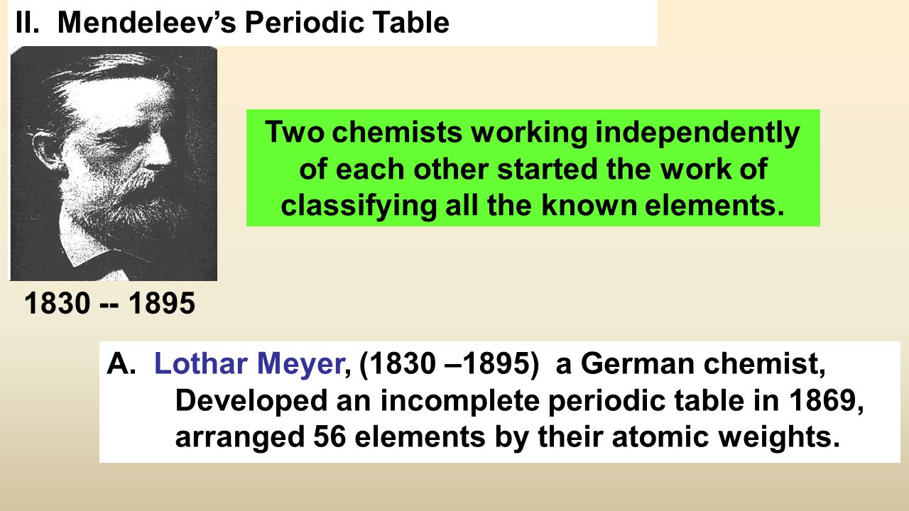 6 1 Organizing The Elements Key Concepts 1how Did Chemists Begin To Organize The Known Elements 2how Did Mendeleev Organize His Periodic Table 3how Ppt Download