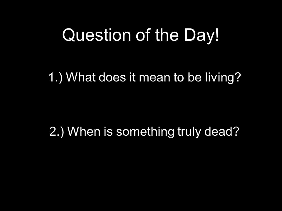 Question of the Day! 1.) What does it mean to be living 2.) When is something truly dead