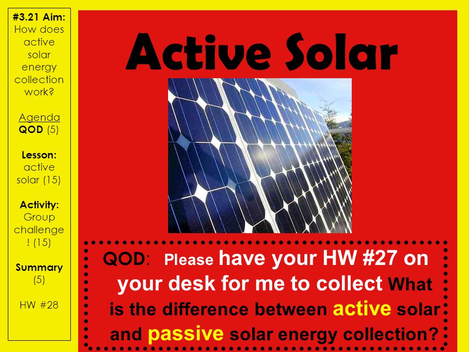 #3.21 Aim: How does active solar energy collection work.