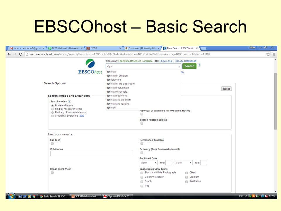 EBSCOhost – Basic Search