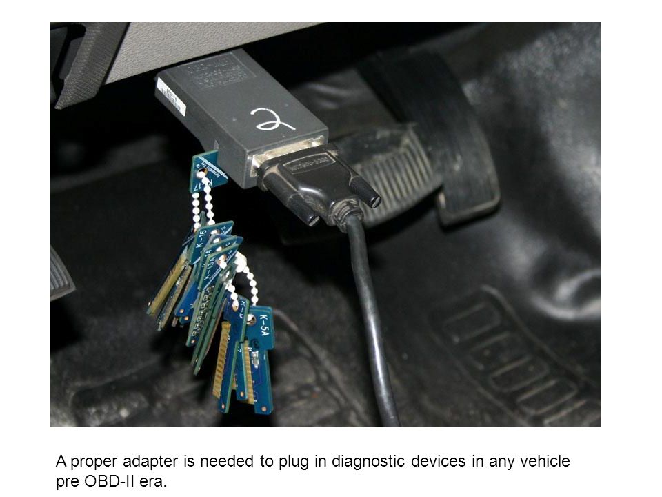A proper adapter is needed to plug in diagnostic devices in any vehicle pre OBD-II era.