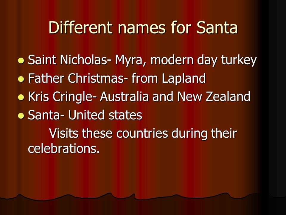 santa around the world by melinda and travis different names for