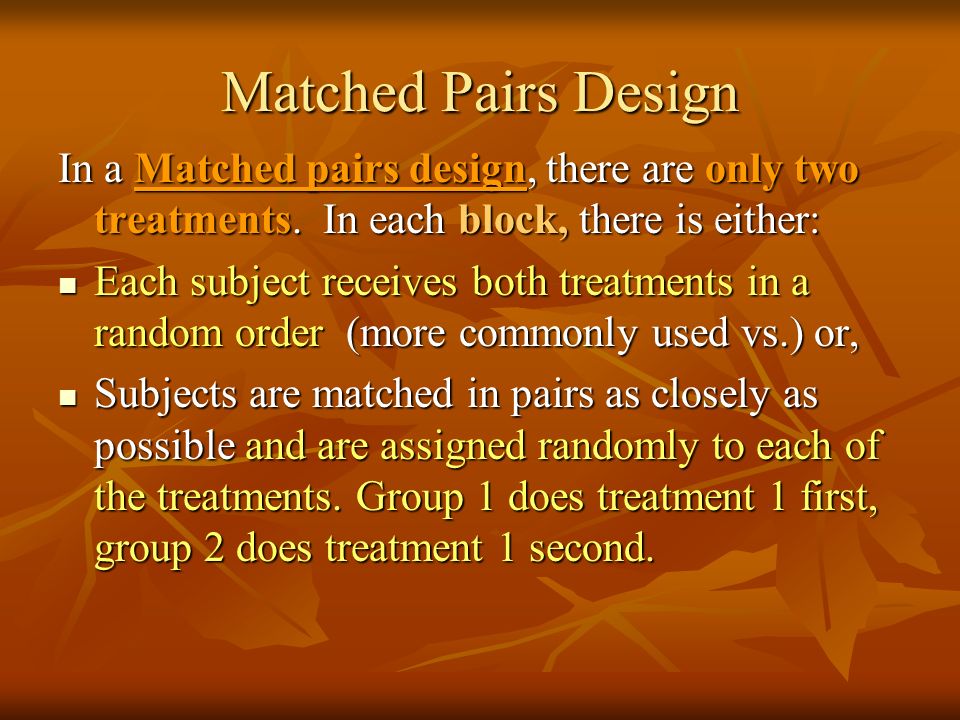 What is Pair Matching in Experimental Groups?