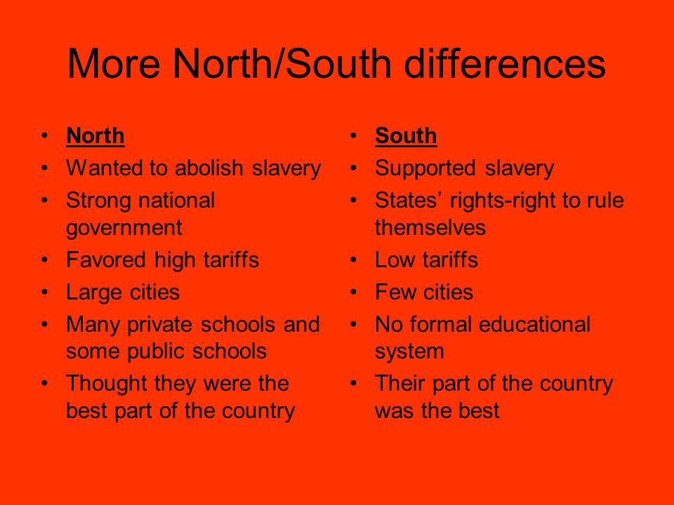 compare and contrast north and south during civil war
