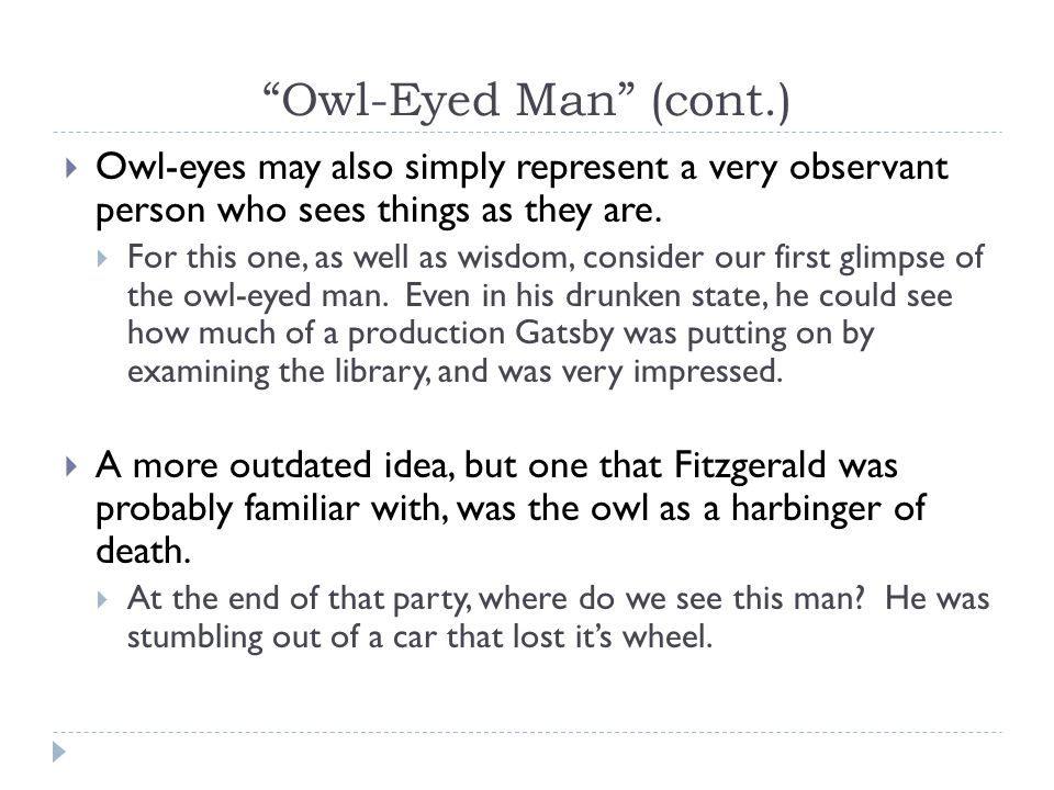symbols in the great gatsby owl eyes