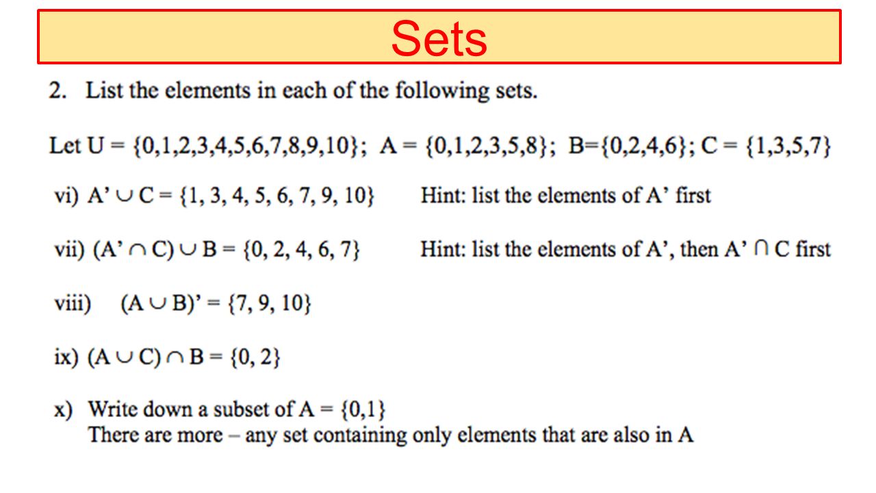 Sets The Universal Complement Sets Let The Universal Set Be U U 1 2 3 4 5 6 7 8 9 And A Set A 2 3 4 5 6 Then The Complement Ppt Download