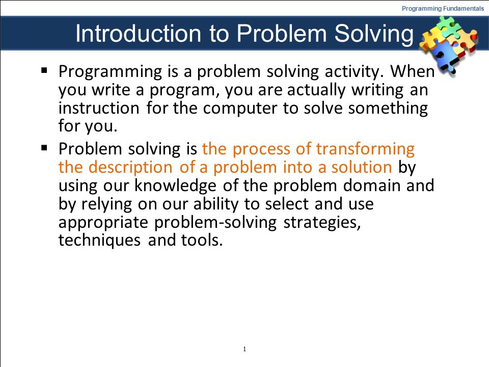 problem solving in programming fundamentals