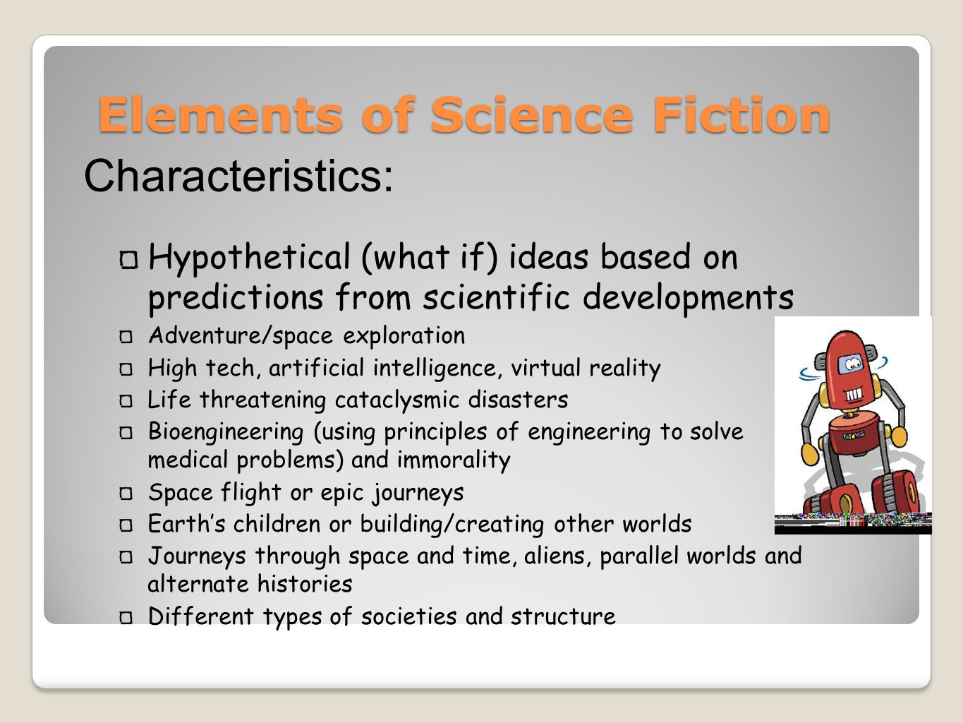 5 elements of science fiction
