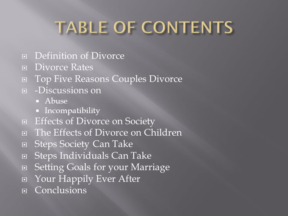 causes and effects of divorce ppt