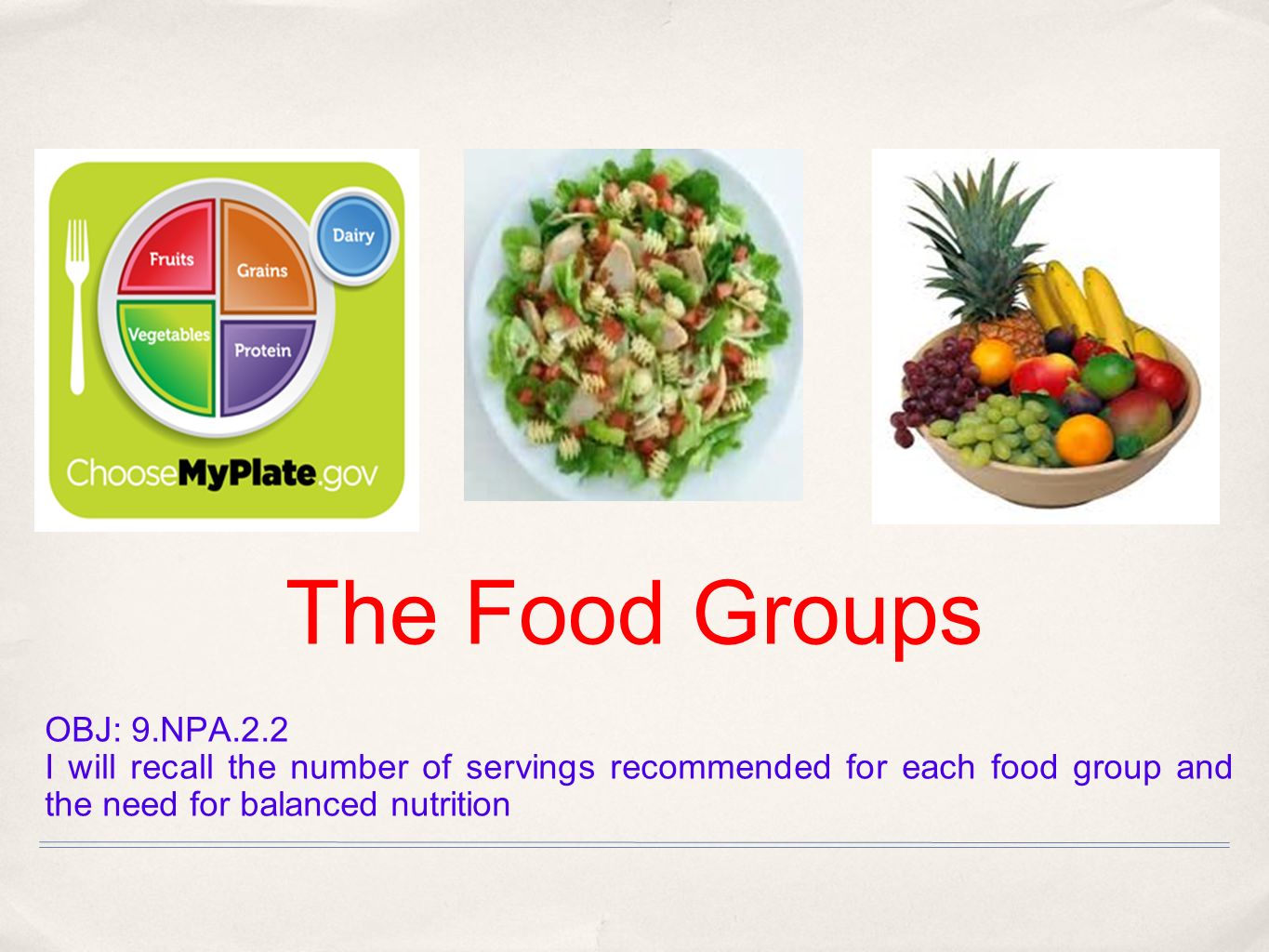 1 The Food Groups Obj 2 I Will Rethe Number Of Servings Recommended For Each Food Group And The Need For Balanced Nutrition 1 The Food Groups Obj 2 I Will Rethe Number Of Servings Recommended For Each Food Group And The Need For Balanced Nutrition