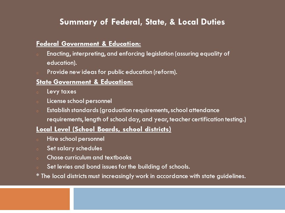 role of national government in education