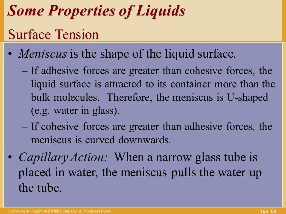 Liquids and Solids. Copyright © Houghton Mifflin Company. All rights ...