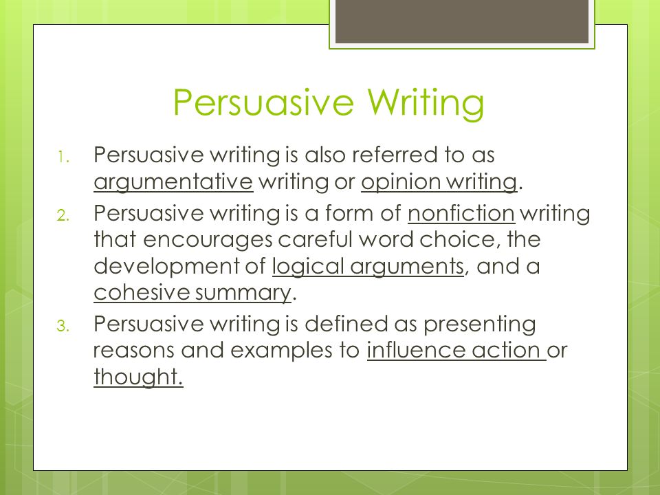 what is the meaning of persuasive writing
