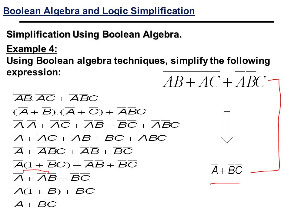 Lecture 5 More Boolean Algebra A B. Overview °Expressing Boolean functions  °Relationships between algebraic equations, symbols, and truth tables ° Simplification. - ppt download