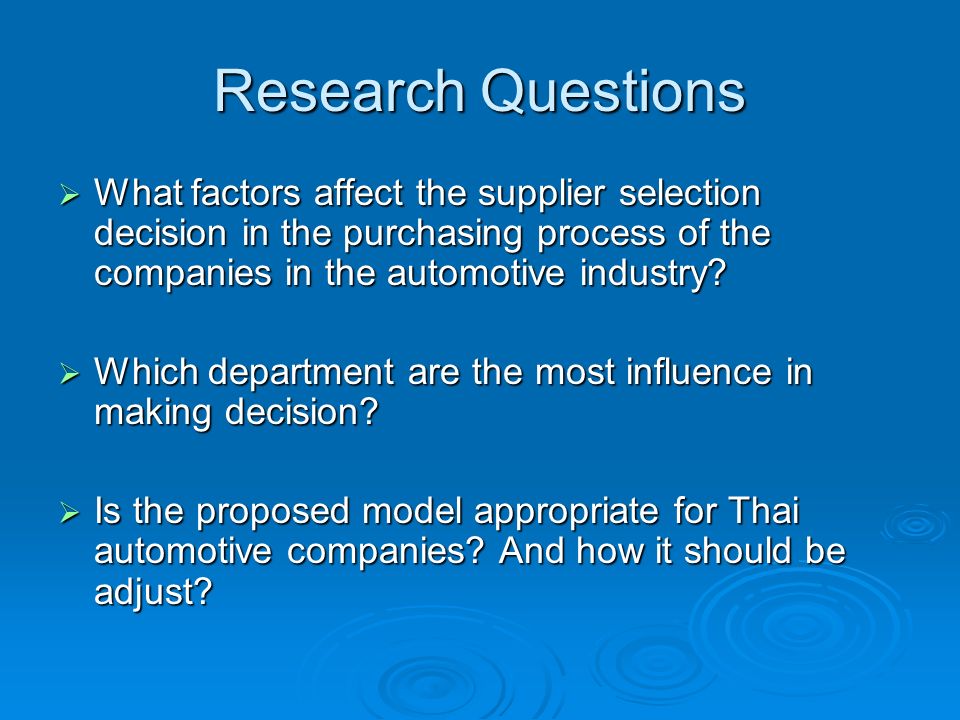 factors affecting supplier selection