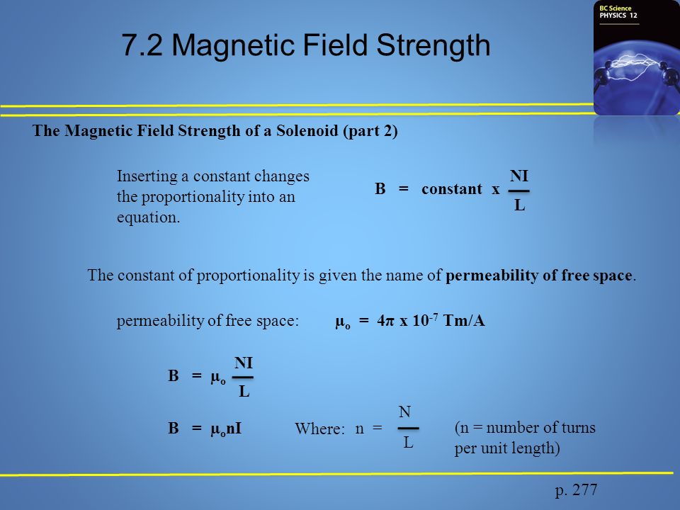 mælk midtergang Takke 7.2 Magnetic Field Strength p. 274 Calculating Magnetic Field Strength A  moving charged particle that enters a magnetic field at any direction other  than. - ppt download