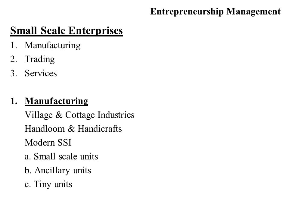 Small Scale Industries - SSI - Entreperneurship - BBA