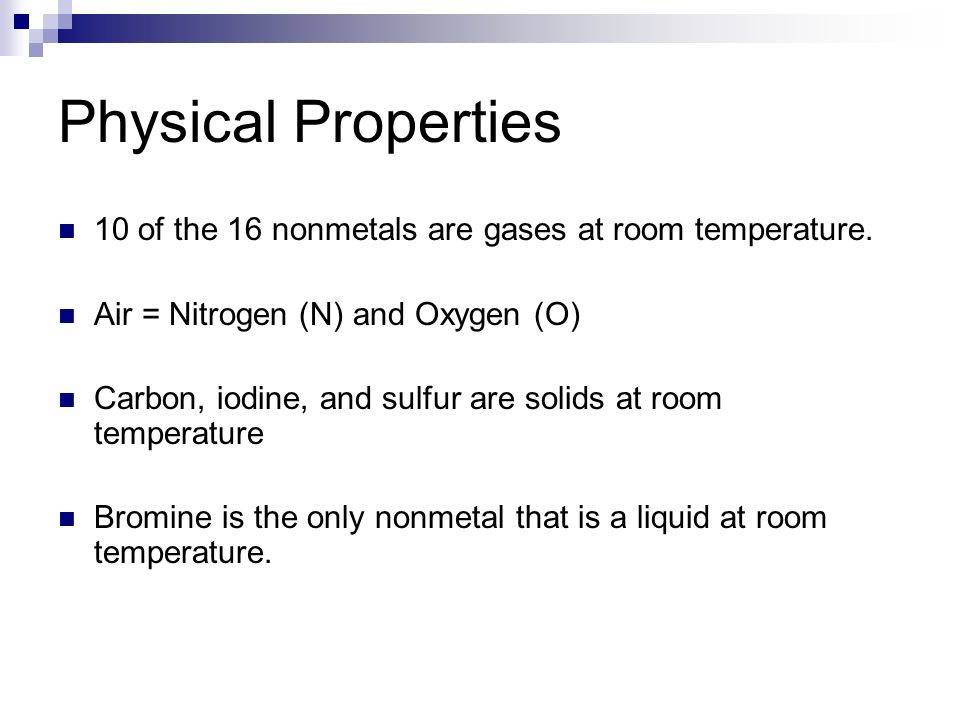Nonmetals And Metalloids Chapter 4 Section 4 Properties Of
