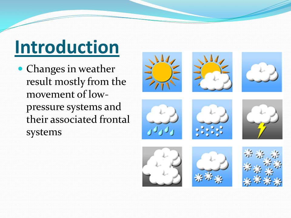 Presentation on theme: "Objectives 1) Describe the weather conditions ...
