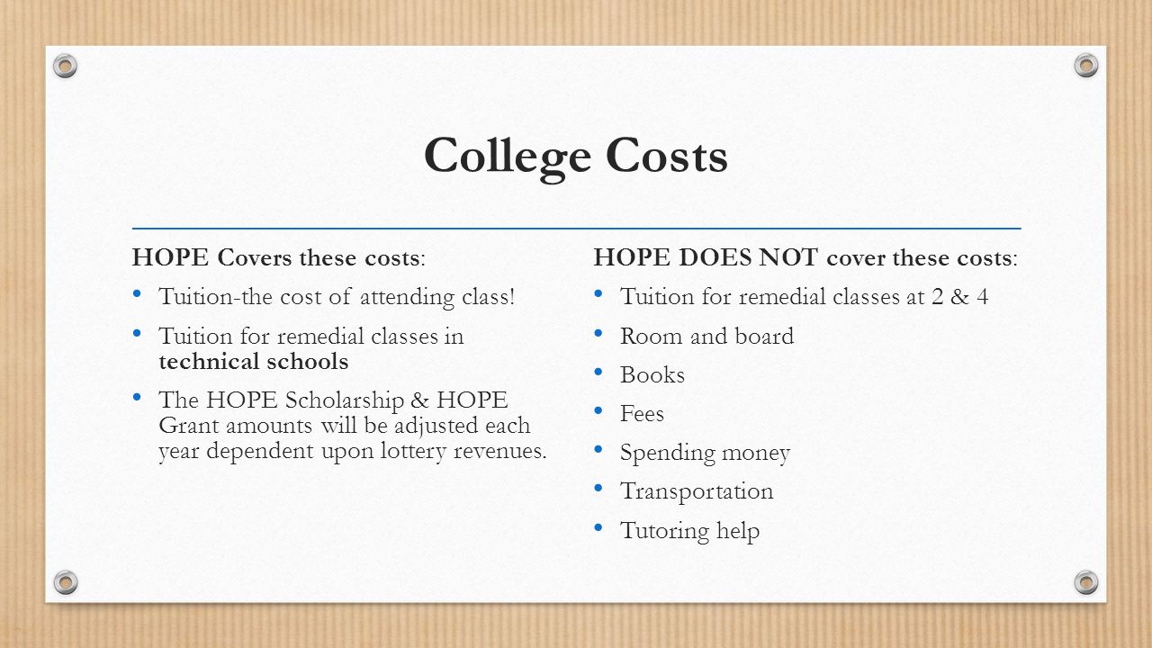 HOPE Georgia&rsquo;s Hope Scholarship and HOPE Grant $$Planning for Life 