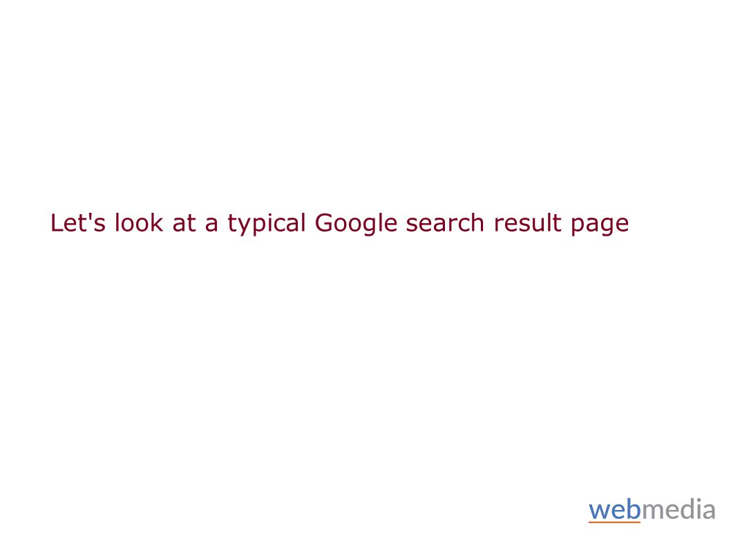 Let s look at a typical Google search result page