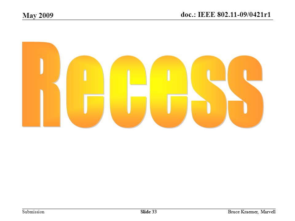 doc.: IEEE /0421r1 Submission May 2009 Bruce Kraemer, MarvellSlide 33Bruce Kraemer, MarvellSlide 33