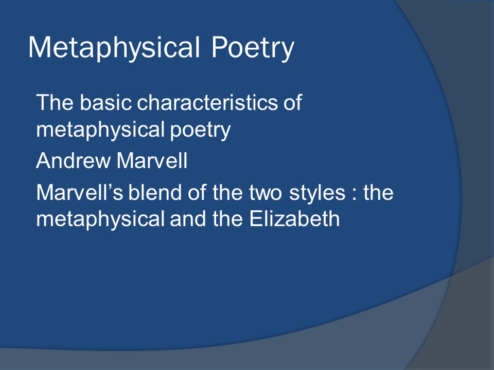characteristics of a metaphysical poem