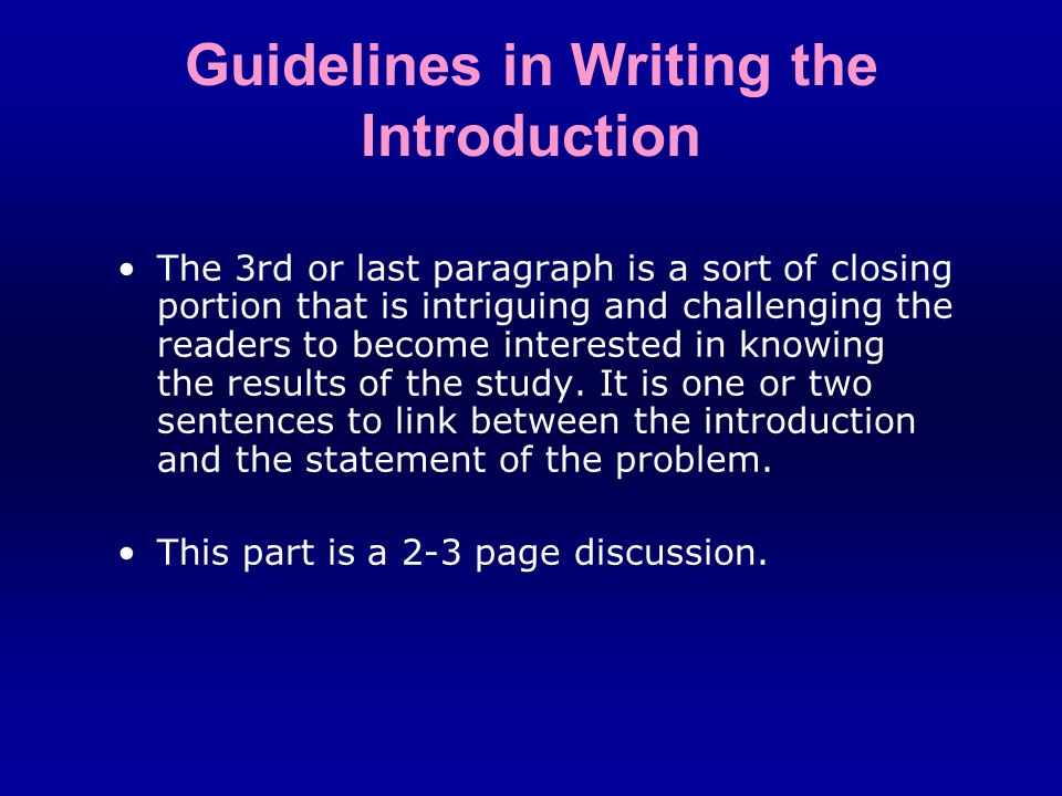 III. How to Write Chapter 1 – The Problem and Its Background Back to  Contents. - ppt download
