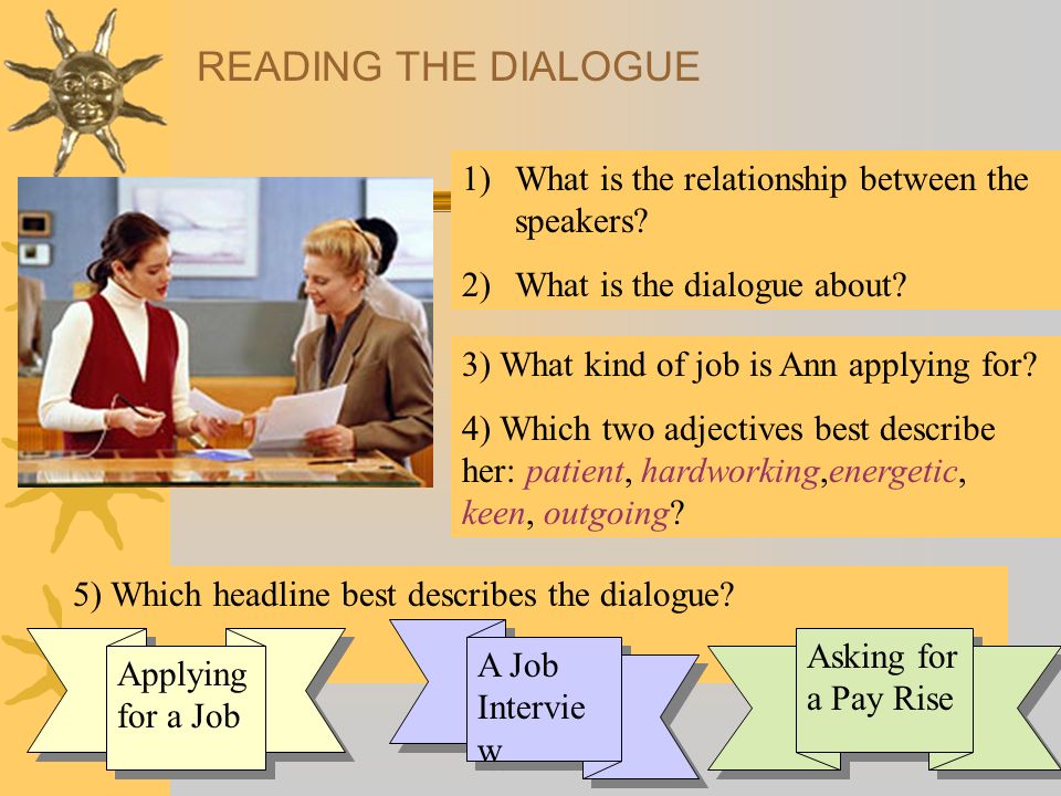 Finish the dialogue. Диалог job Interview. Презентация ask about. Applying for a job Dialogue. Dialogues.