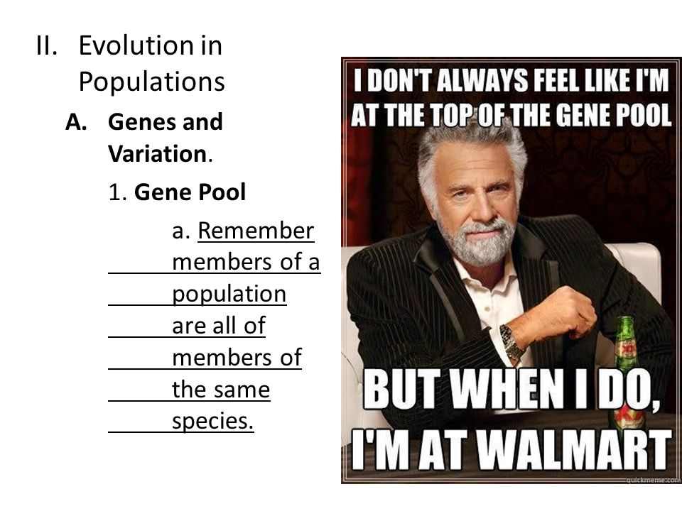 II.Evolution in Populations A.Genes and Variation.