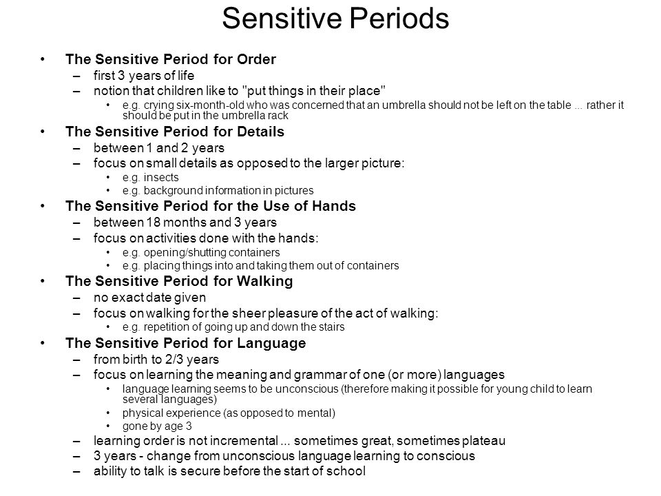 sensitive periods montessori definition