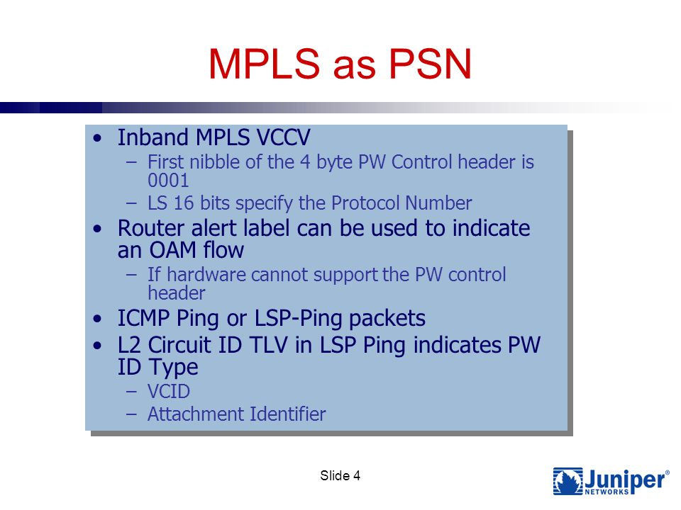 Pseudo Wire (PW) Virtual Circuit Connection Verification (VCCV) Update  Thomas D. Nadeau Cisco Systems, Inc Rahul Aggarwal (Presenter) Juniper  Networks. - ppt download