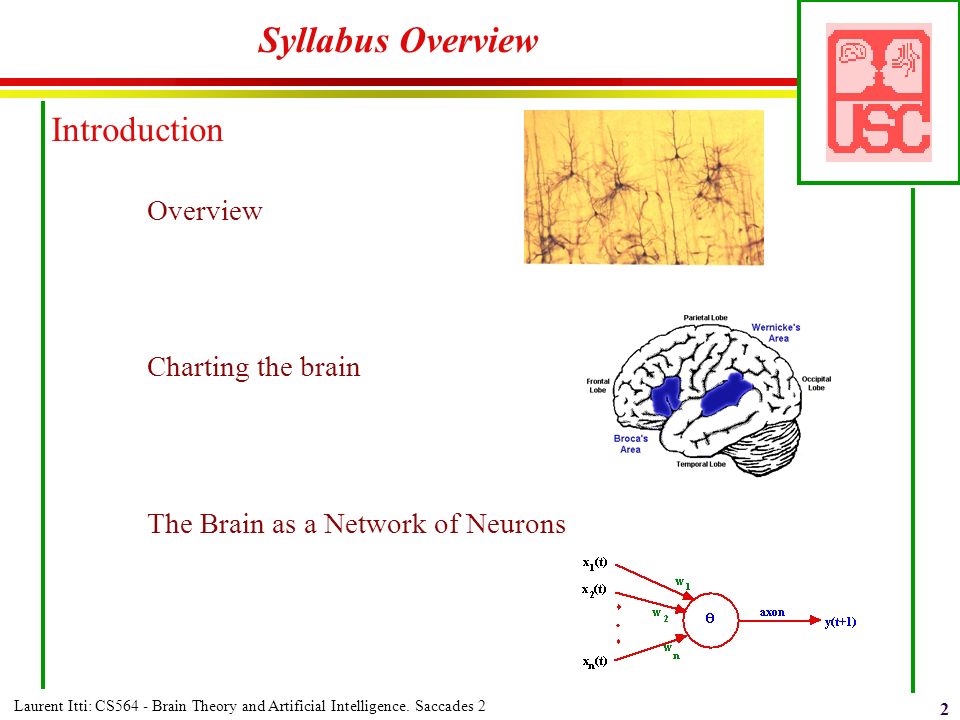 Laurent Itti: CS564 - Brain Theory and Artificial Intelligence. Saccades 2 1 L. Itti: CS564 - Brain Theory and Artificial... 