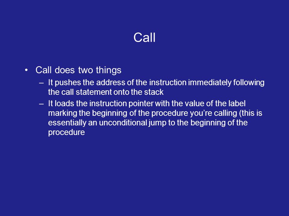 Calling Procedures C calling conventions. Outline Procedures Procedure ...