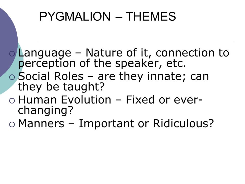 pygmalion theme of transformation