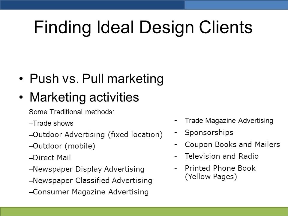 Finding Ideal Design Clients Push vs.