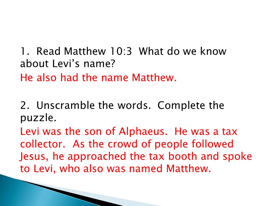 1 Read Matthew 10 3 What Do We Know About Levi S Name He Also