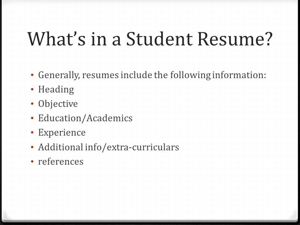 What’s in a Student Resume.