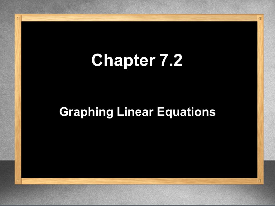 Graphing Linear Equations Chapter 7.2