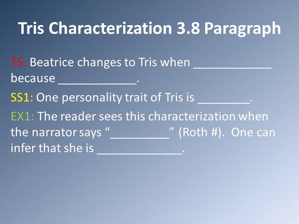 Describe the character shift from Beatrice to Tris. What is she