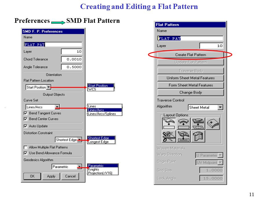 11 Creating and Editing a Flat Pattern Preferences SMD Flat Pattern
