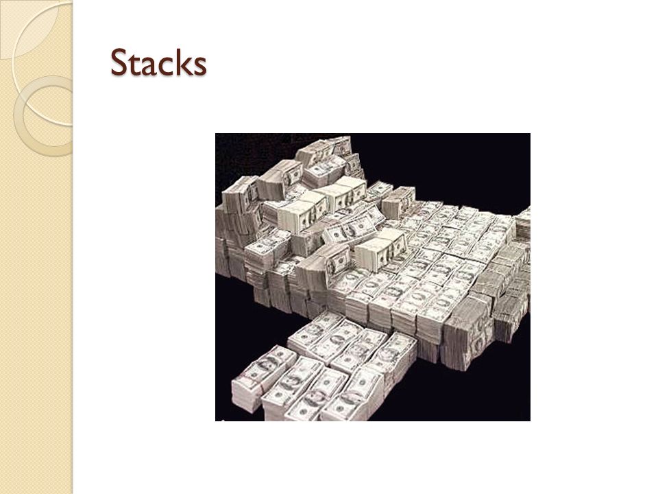 Stacks. What is a Stack? A stack is a type of data structure (a way of ...