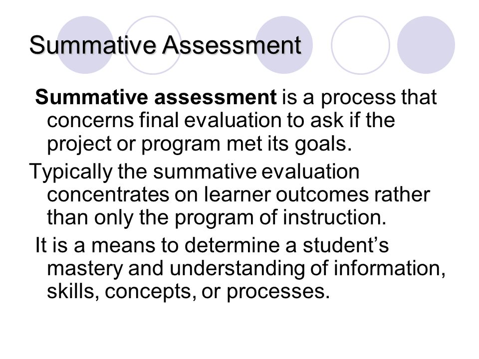 Summative assessment for term